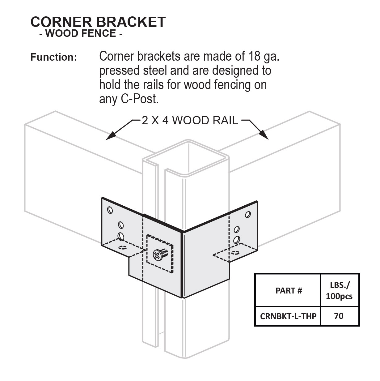 Corner Bracket - Wood Fence