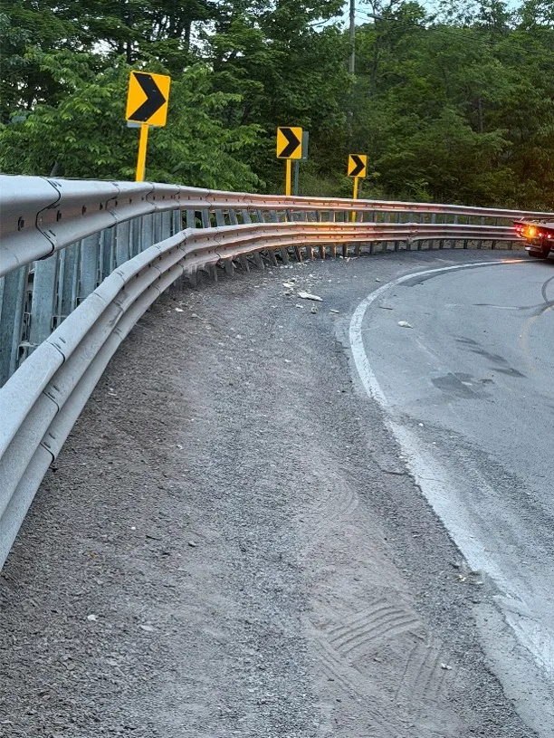 Guardian 5 barrier after containing a runaway tractor-trailer on a West Virginia downgrade