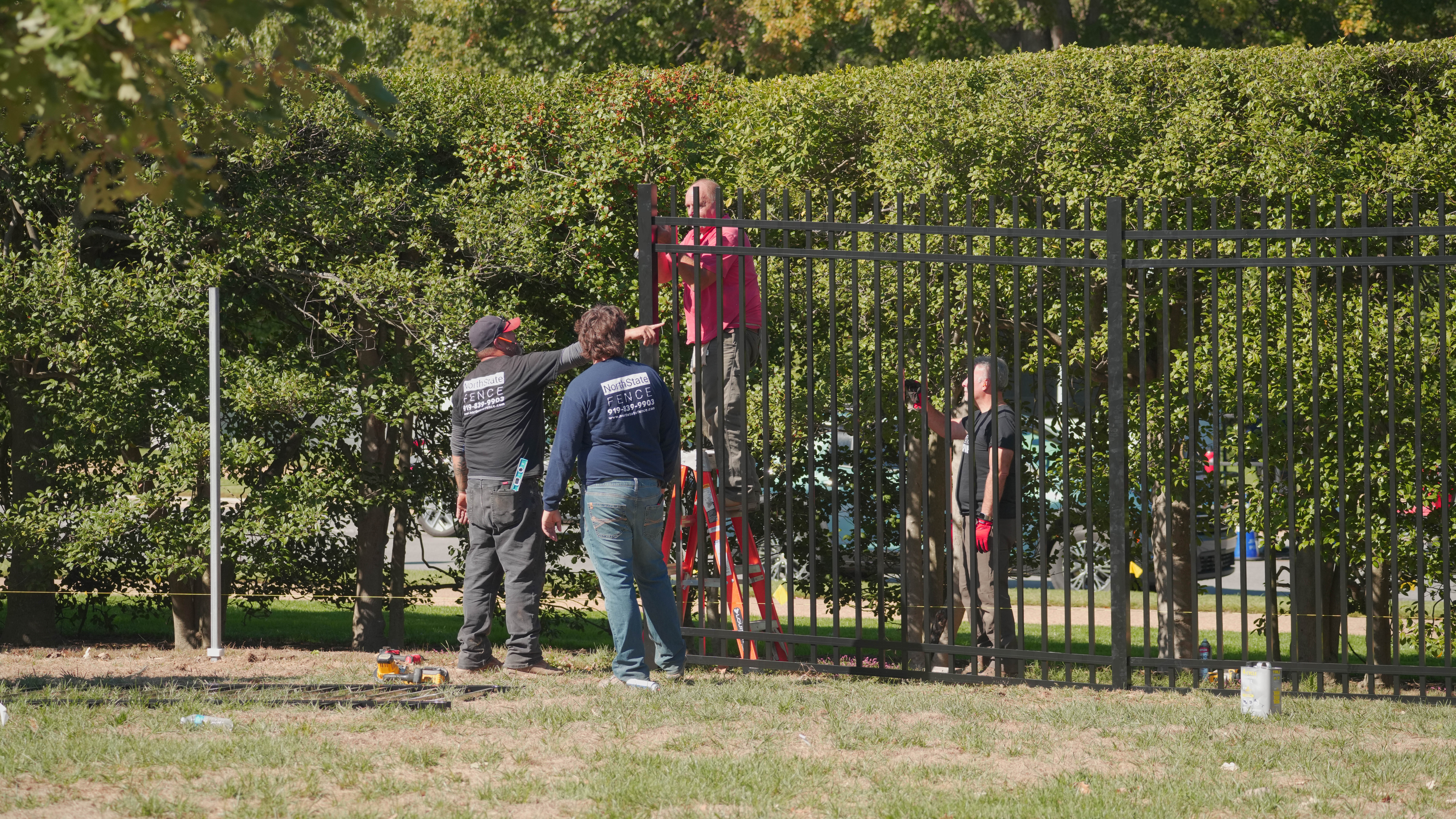 NAFCA volunteers rebuilding sections of the Arlington fence line using C-POST