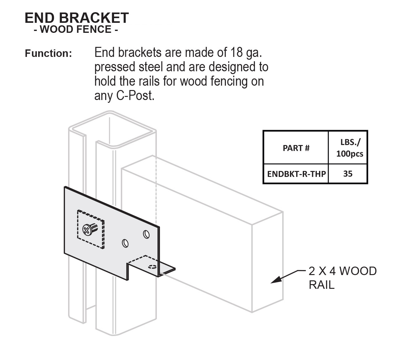 End Bracket - Wood Fence