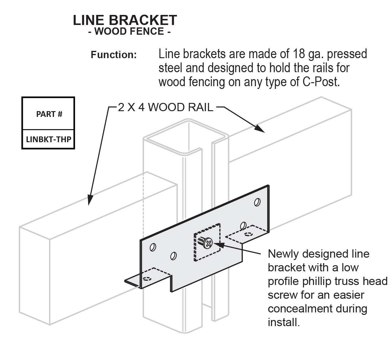 Line Bracket - Wood Fence