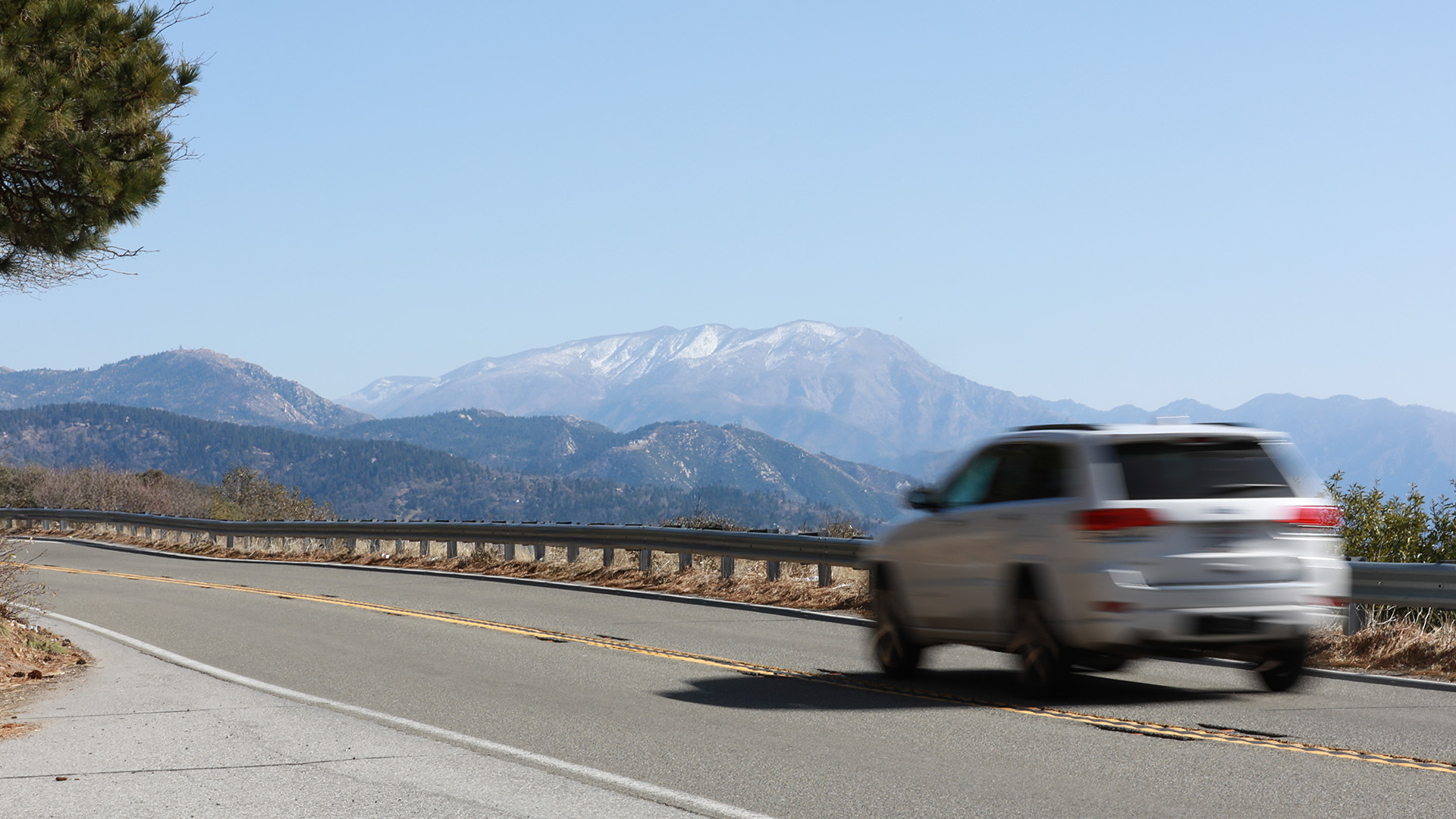 Guardrail and Mountains