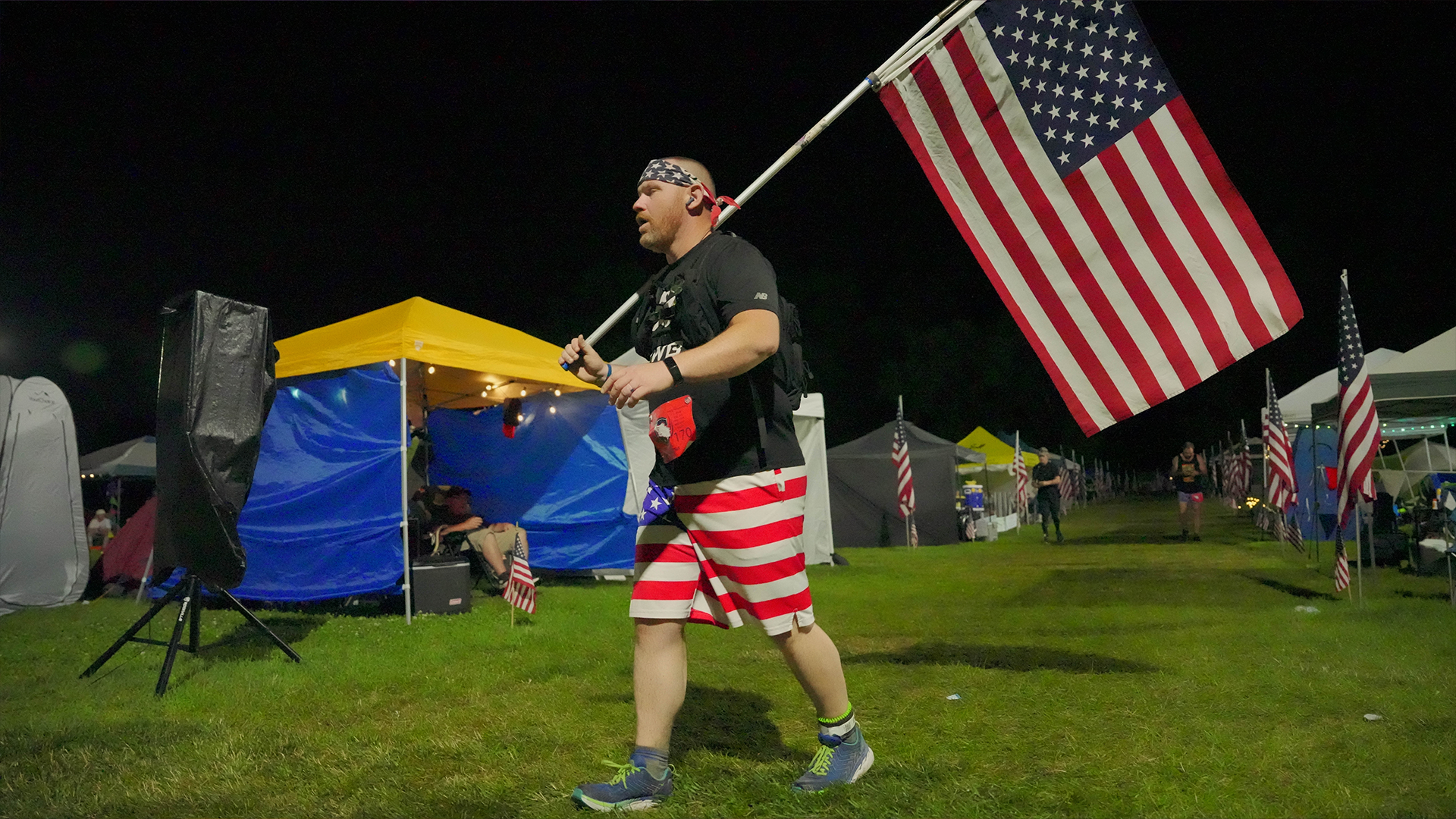 Man holding American flag